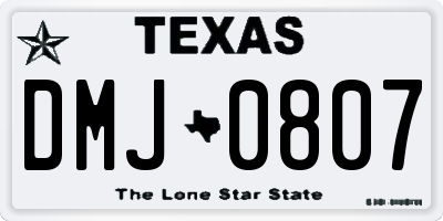 TX license plate DMJ0807