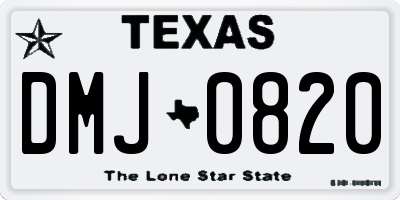 TX license plate DMJ0820