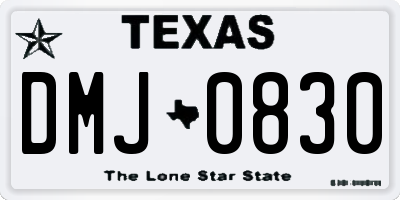 TX license plate DMJ0830