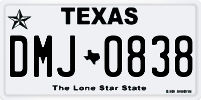 TX license plate DMJ0838