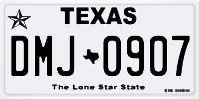 TX license plate DMJ0907
