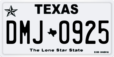 TX license plate DMJ0925