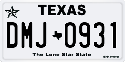 TX license plate DMJ0931