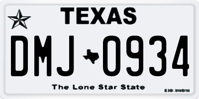 TX license plate DMJ0934