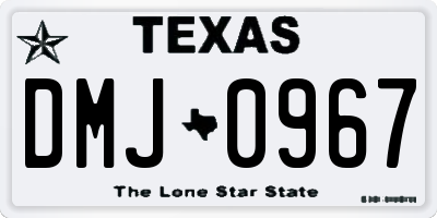 TX license plate DMJ0967