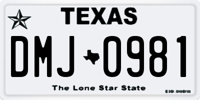 TX license plate DMJ0981