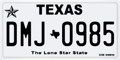 TX license plate DMJ0985