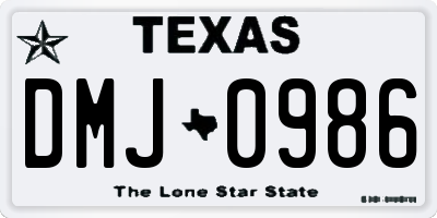 TX license plate DMJ0986