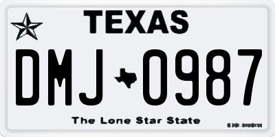 TX license plate DMJ0987