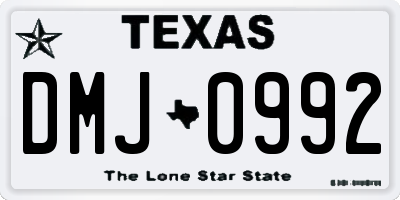 TX license plate DMJ0992