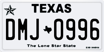 TX license plate DMJ0996