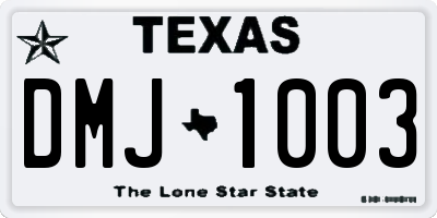 TX license plate DMJ1003