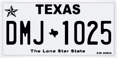 TX license plate DMJ1025