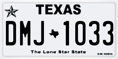 TX license plate DMJ1033