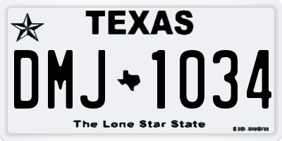 TX license plate DMJ1034