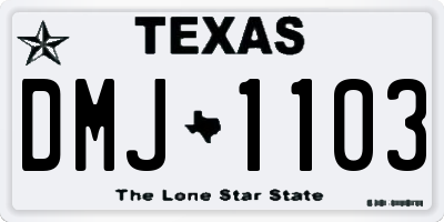 TX license plate DMJ1103
