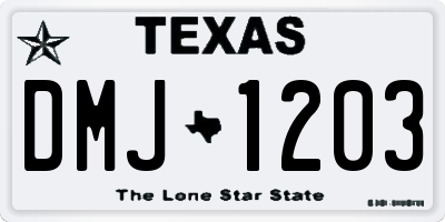 TX license plate DMJ1203