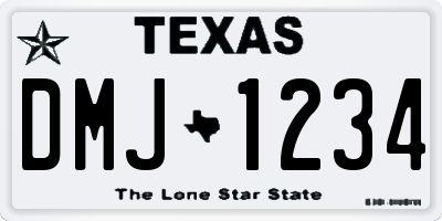 TX license plate DMJ1234