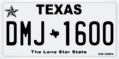 TX license plate DMJ1600
