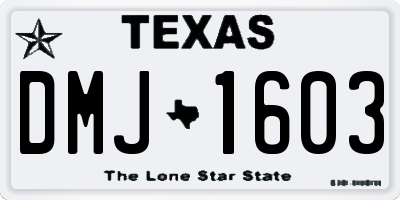 TX license plate DMJ1603
