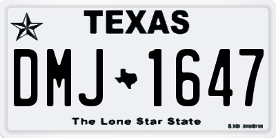 TX license plate DMJ1647