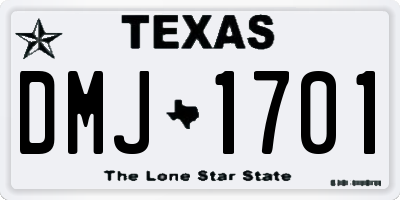 TX license plate DMJ1701