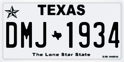 TX license plate DMJ1934
