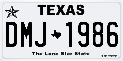 TX license plate DMJ1986