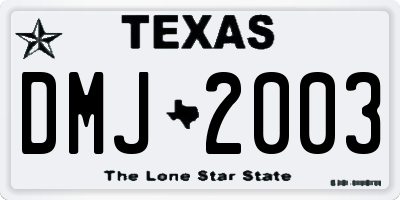 TX license plate DMJ2003