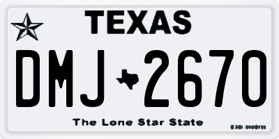 TX license plate DMJ2670