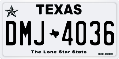 TX license plate DMJ4036