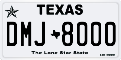 TX license plate DMJ8000