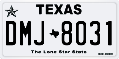 TX license plate DMJ8031