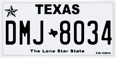 TX license plate DMJ8034