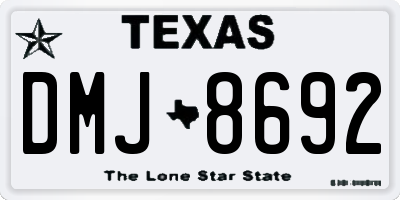 TX license plate DMJ8692