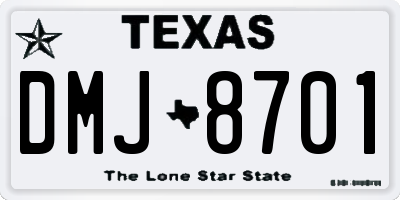 TX license plate DMJ8701