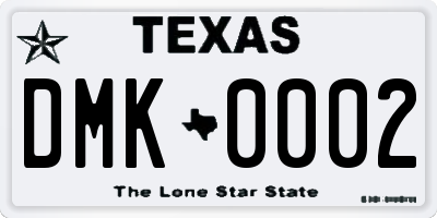 TX license plate DMK0002