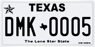 TX license plate DMK0005