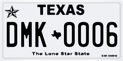TX license plate DMK0006