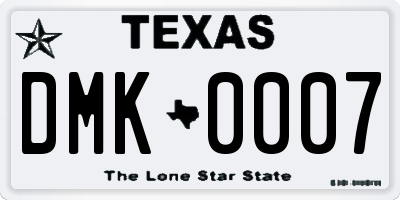 TX license plate DMK0007