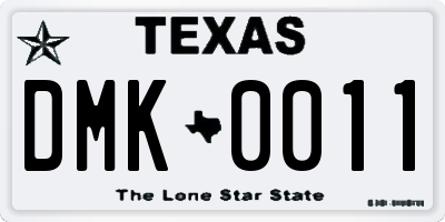 TX license plate DMK0011