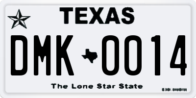 TX license plate DMK0014