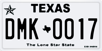 TX license plate DMK0017