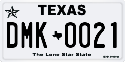 TX license plate DMK0021