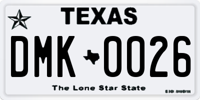 TX license plate DMK0026