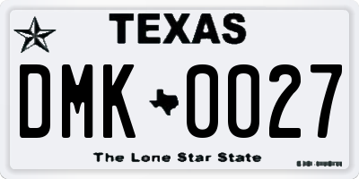 TX license plate DMK0027