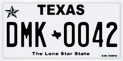 TX license plate DMK0042