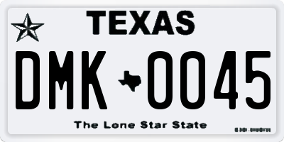 TX license plate DMK0045