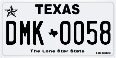 TX license plate DMK0058