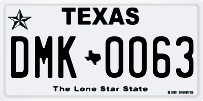 TX license plate DMK0063